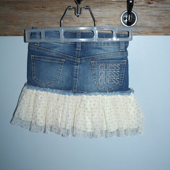 🍁5/$25🎃 Guess Size 2 Girls Jean Skirt With Tulle - Picture 3 of 4